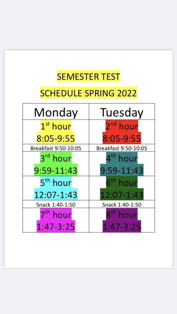 test schedule 