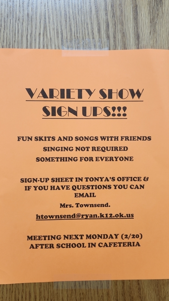variety show sign up flyer 